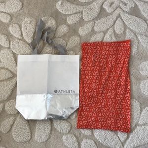 Athleta shopping bag and Wanderlust scarf